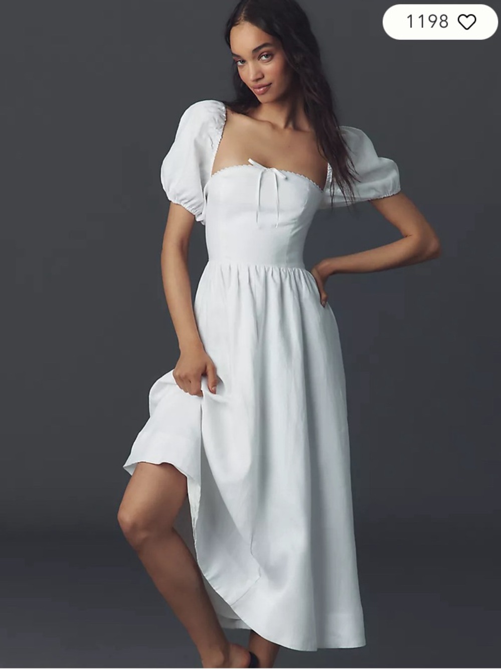 Reformation marella Linen puff sleeve dress size 8 white